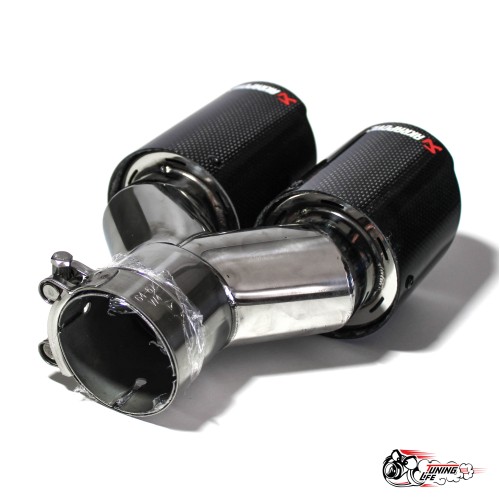 Насадка на глушитель Akrapovic Style Y (левая, глянец, 2х89mm)