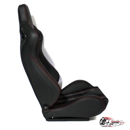Спортивное сиденье (ковш) Recaro, красная клетка (кожа + ткань)