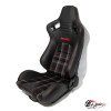 Спортивное сиденье (ковш) Recaro, красная клетка (кожа + ткань)