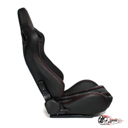 Спортивное сиденье (ковш) Recaro, красная клетка (кожа + ткань, пассажирский)