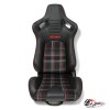 Спортивное сиденье (ковш) Recaro, красная клетка (кожа + ткань)