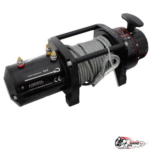 Лебедка электрическая 12V Electric Winch 6000 LBS / 2722 кг со стальным тросом 