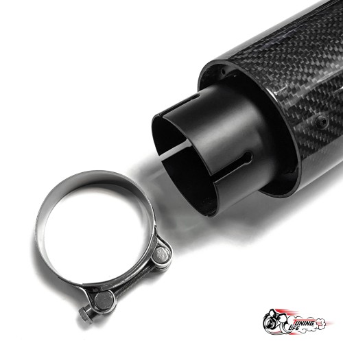 Насадка на глушитель черная "M Style" карбон (глянец, 63-89mm)