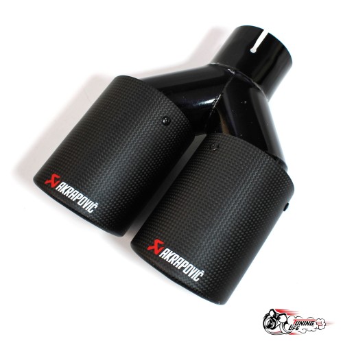 Насадка на глушитель Akrapovic Style V1 карбон (мат, 2х89mm) чёрная