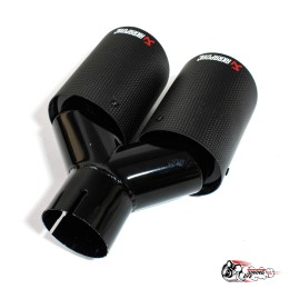 Насадка на глушитель Akrapovic Style V1 карбон (мат, 2х89mm) чёрная