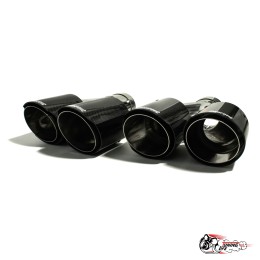 Насадки на глушитель Akrapovic Style двойные обрезанные карбон (глянец, 63 - 89mm)