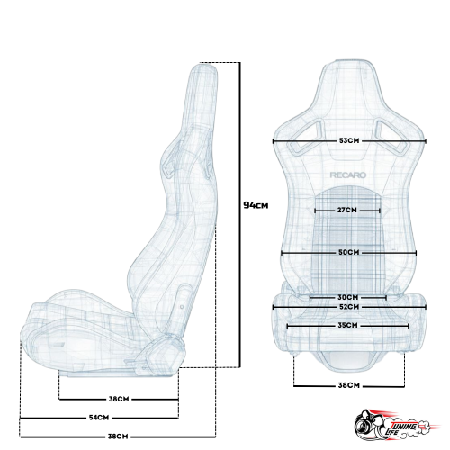 Сиденье с рег. спинкой Recaro кожа черный + ткань красная клетка (водительский регулировка слева)