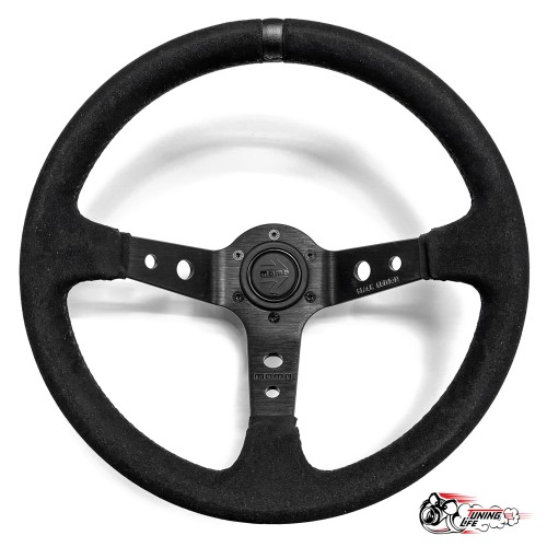 Руль МОМО black edition с выносом, черный центр (замша)