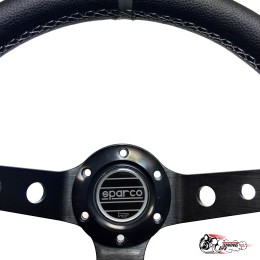Руль Sparco кожа черный центр серая полоска 6 отверстий D32
