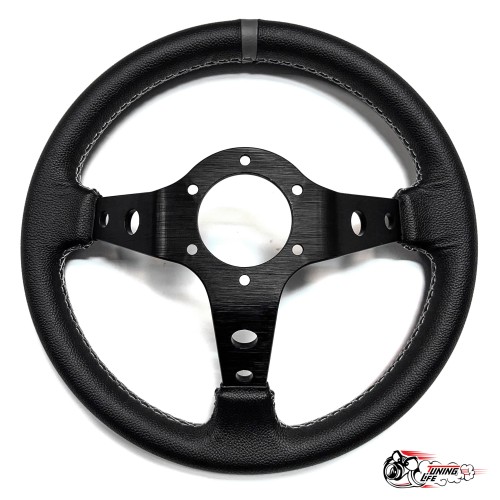 Руль Sparco кожа черный центр серая полоска 6 отверстий D32