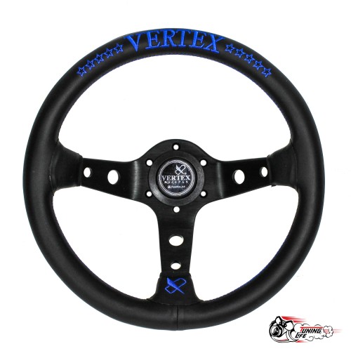 Руль Vertex синий кожа с черными спицами (вынос)