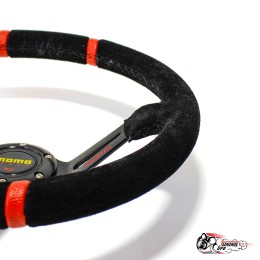 Руль MOMO Drifting вынос замша красный