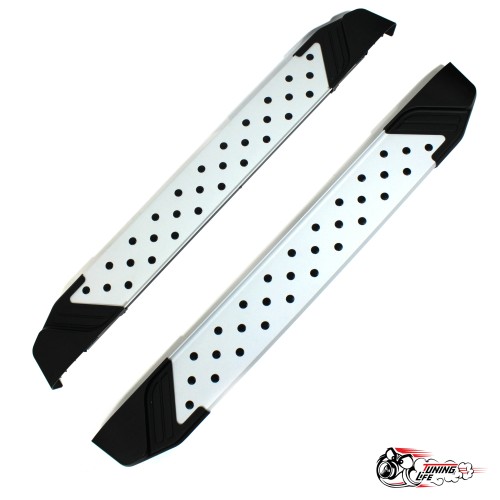 Пороги "БУМЕР" (риваль) алюминиевые с резинкой 21214 «Нива», Urban 4x4 серые