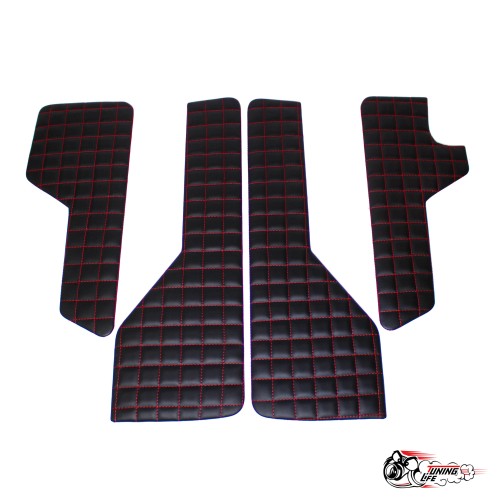 Накладки дверных карт нива КВАДРАТ красная строчка