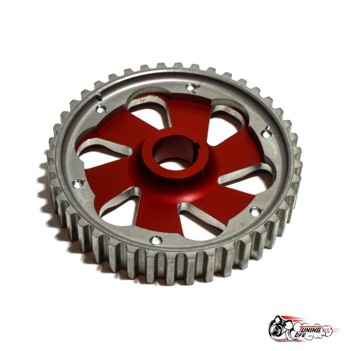 Шестерня разрезная ГРМ 8V Алюминиевая ступица Pro.Car 2108 аннодир. КРАСНАЯ