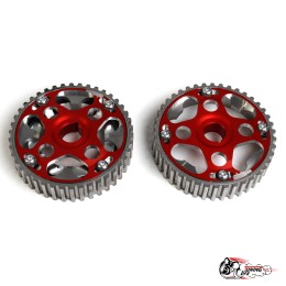 Шестерни разрезные 2112 16V (алюм. ступица) вырезанные СПОРТ с маркерным диском КРАСНЫЕ