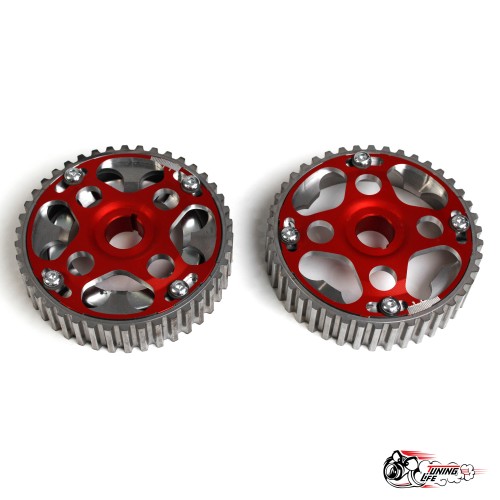 Шестерни разрезные 2112 16V (алюм. ступица) вырезанные СПОРТ с маркерным диском КРАСНЫЕ