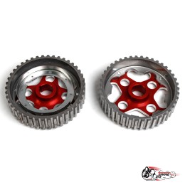 Шестерни разрезные 2112 16V (алюм. ступица) вырезанные СПОРТ с маркерным диском КРАСНЫЕ