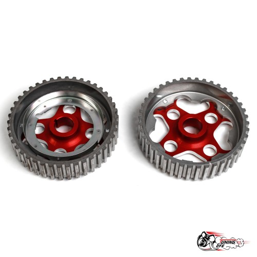 Шестерни разрезные 2112 16V (алюм. ступица) вырезанные СПОРТ с маркерным диском КРАСНЫЕ