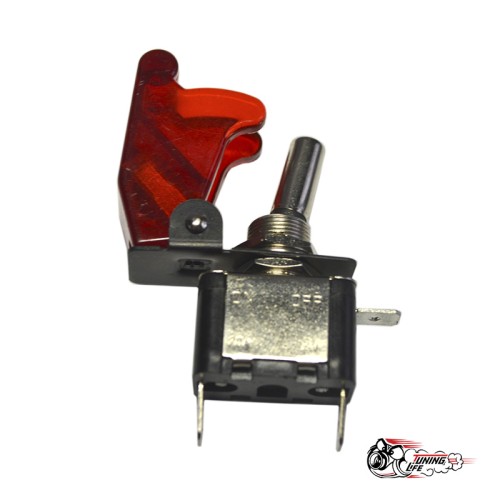 Тумблер 30а с подсветкой (с крышкой) красный