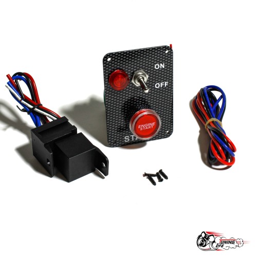 панель зажигания универсальная 1 тумблер карбон ВЕРТИКАЛЬНАЯ