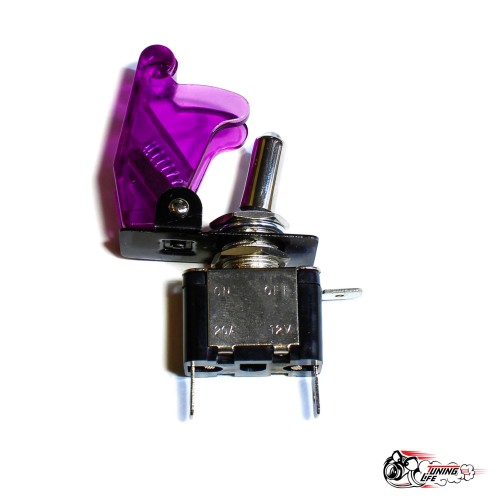 Тумблер 30а с подсветкой (с крышкой) фиолетовый