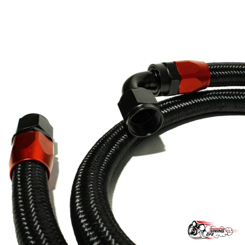 набор для установки масляного радиатора без выноса фильтра (нейлоновая оплетка красн/черн фитинги)