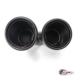 Насадка на глушитель двойная Y черный мат. правая со скосом  63 - 89