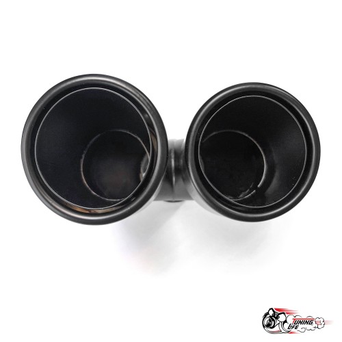 Насадка на глушитель двойная Y черный мат. правая со скосом  63 - 89