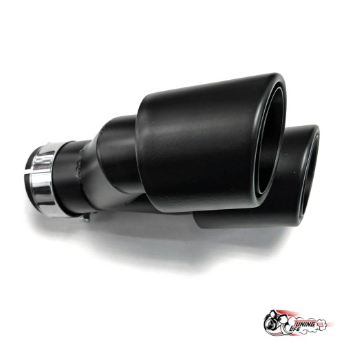 Насадки на глушитель двойные Y черный мат. левая + правая со скосом 63 - 89 КОМПЛЕКТ