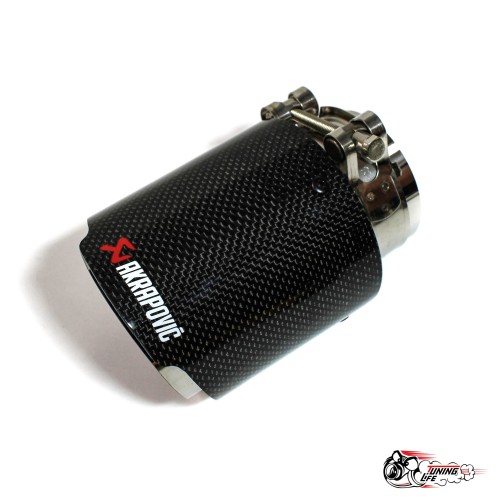 Насадка на глушитель НЕРЖ. Акрапович обрезаннаяя глянец карбон Ф 63-89