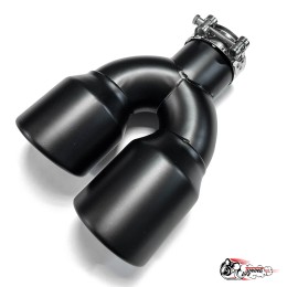 Насадка на глушитель двойная U черный мат. левая со скосом 63 - 89