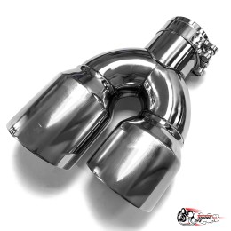 Насадки на глушитель двойные U НЕРЖ. левая + правая со скосом 63 - 89 КОМПЛЕКТ