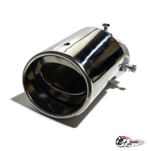 Насадка на глушитель универсальная овальная серебряная под бампер (Выход 80х60мм)