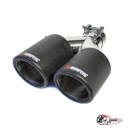 Насадка на глушитель НЕРЖ двойная Y Акрапович  правая глянец с закруглением 63-89