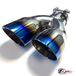 Насадка на глушитель двойная U НЕРЖ. правая со скосом 63 - 89 ОПАЛ