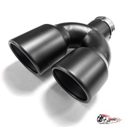 Насадка на глушитель двойная U черный мат. правая со скосом 63 - 89