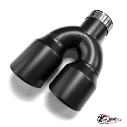 Насадка на глушитель двойная U черный мат. правая со скосом 63 - 89