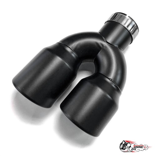 Насадка на глушитель двойная U черный мат. правая со скосом 63 - 89