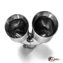 Насадки на глушитель двойные U НЕРЖ. левая + правая со скосом 63 - 89 КОМПЛЕКТ