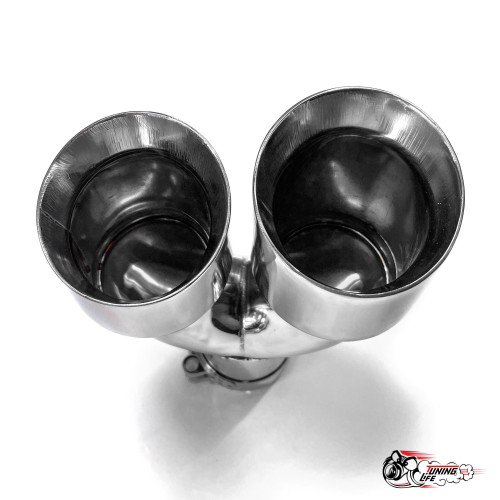 Насадки на глушитель двойные U НЕРЖ. левая + правая со скосом 63 - 89 КОМПЛЕКТ