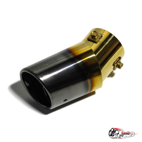 Насадка на глушитель универсальная овальная золото с темным опалом под бампер (Выход 80х60мм)