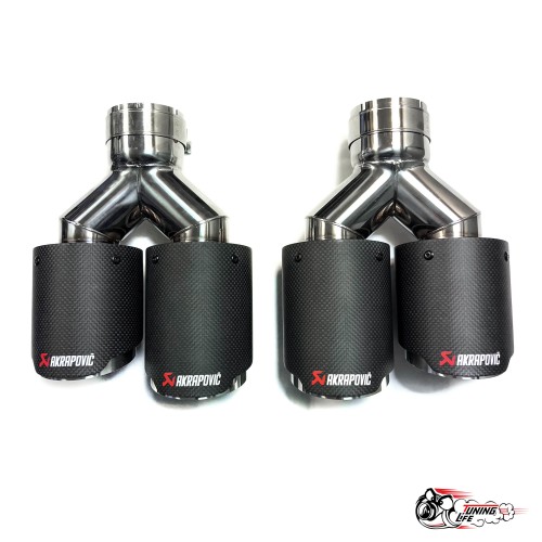 Насадки на глушитель Акрапович двойные обрезанные матовые.ф 63-89 (лев,прав)