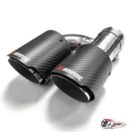 Насадки на глушитель двойные h внутр. Акрапович лев + прав обрезанная со скосом мат 63 - 89 КОМПЛЕКТ