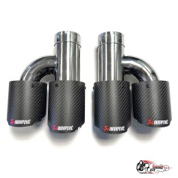 Насадки на глушитель двойные h наруж. Акрапович лев + прав обрезанная со скосом мат 63 - 89 КОМПЛЕКТ