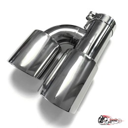 Насадка на глушитель двойная h наруж. НЕРЖ. левая со скосом 63 - 89