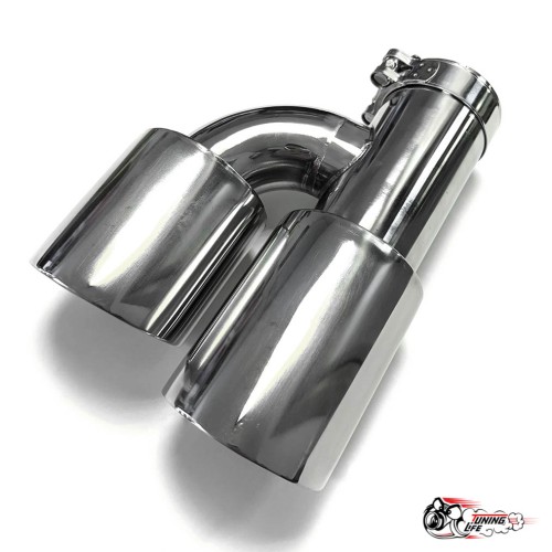 Насадка на глушитель двойная h наруж. НЕРЖ. левая со скосом 63 - 89