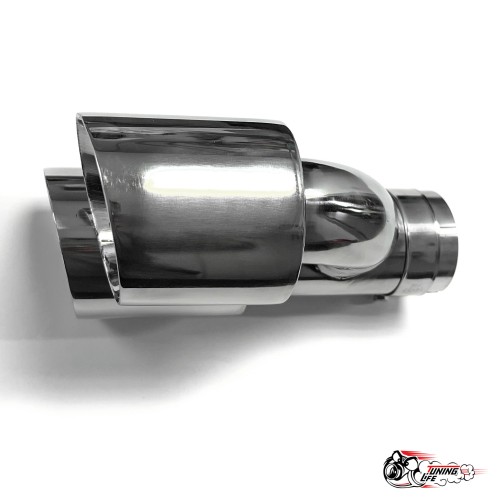 Насадка на глушитель двойная h наруж. НЕРЖ. правая со скосом 63 - 89