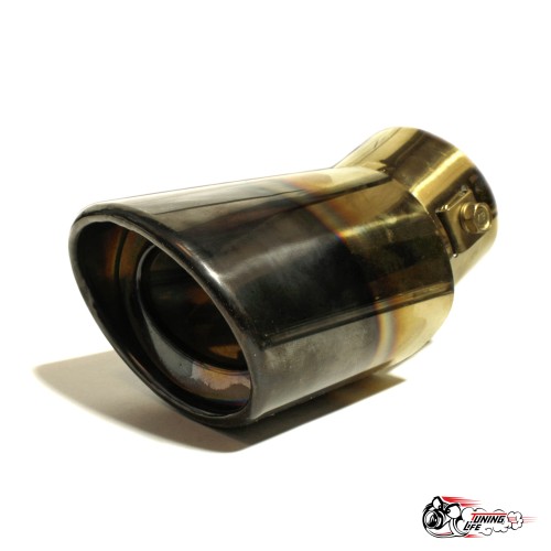 Насадка на глушитель универсальная овальная золото с темным опалом под бампер (Выход 80х60мм)