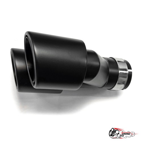 Насадки на глушитель двойные Y черный мат. левая + правая со скосом 63 - 89 КОМПЛЕКТ